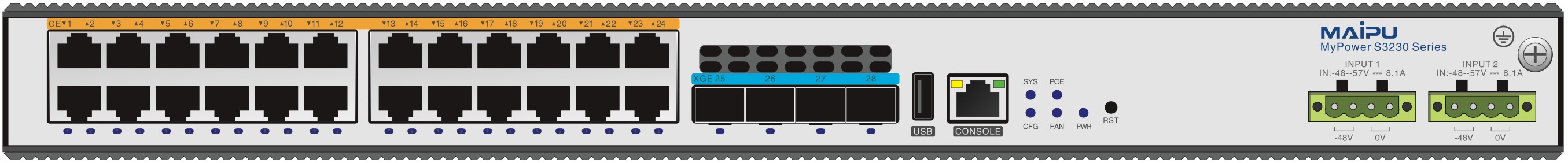 Коммутатор Maipu S3230-28TXP-DC48