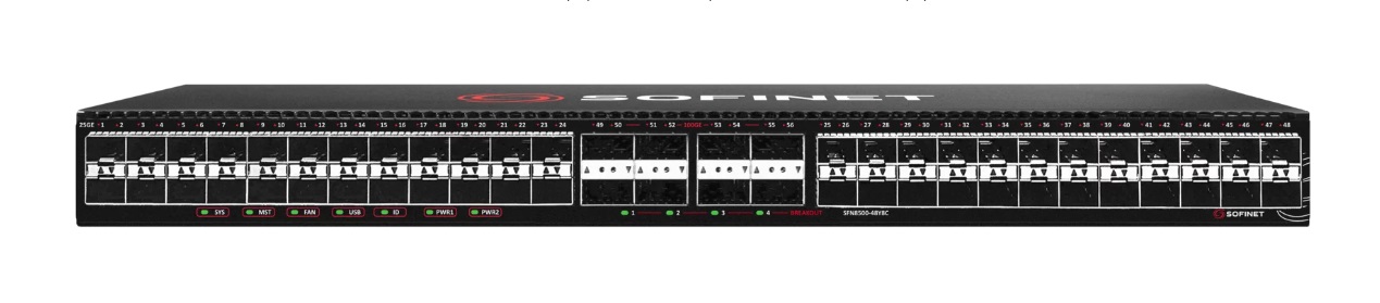SOFINET SFN8500-48Y8C - Коммутатор доступа L3, 48x10/25Гб SFP28, 8x40/100Гб QSFP28, 2БП
