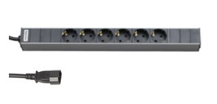 Блок розеток для 19" шкафов, горизонтальный Hyperline SHE19-6SH-2.5IEC