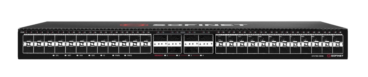 SOFINET SFN7400-48X8C - Коммутатор доступа L3, 48x1/10Гб SFP+, 8x40/100Гб QSFP28, 2БП