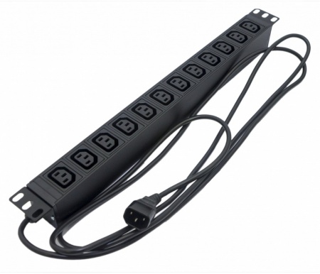 Блок розеток для 19" шкафов, горизонтальный Hyperline SHE19-12IEC-2.5IEC