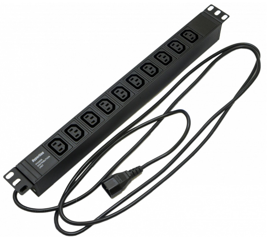 Блок розеток для 19" шкафов, горизонтальный Hyperline SHE19-10IEC-2.5IEC