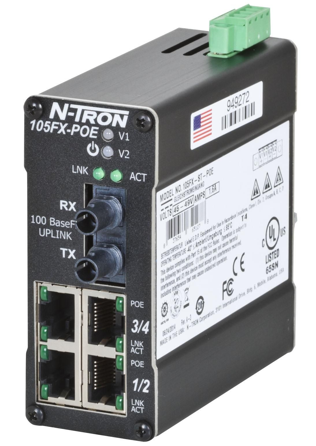 Red Lion 105FXE-ST-80-POE-MDR, Промышленный коммутатор PoE