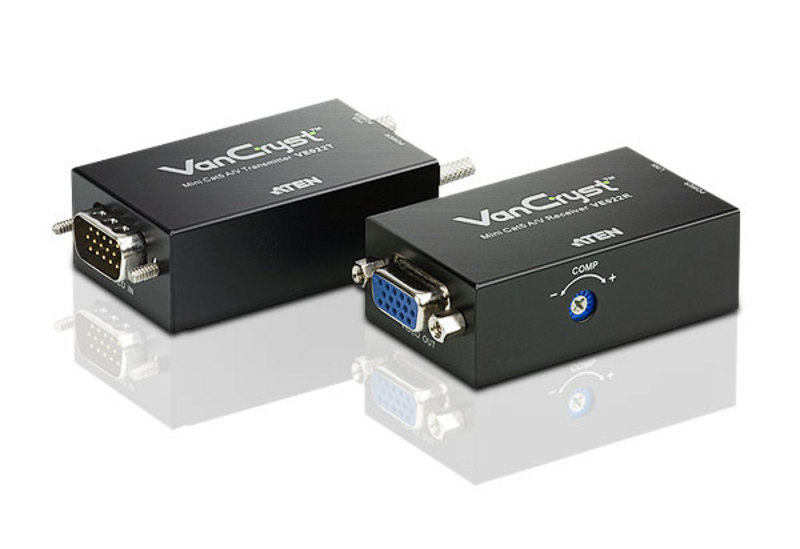 Мини видео-удлинитель по кабелю Cat 5 и интерфейсами передачи звука ATEN VE022
