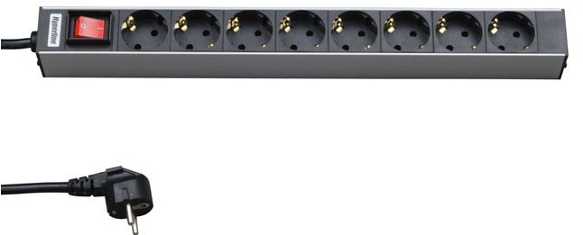 Блок розеток для 19" шкафов, горизонтальный Hyperline SHZ19-8SH-S-2.5EU
