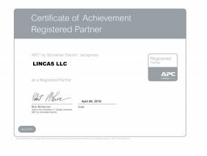APC by Schneider Electric recognizes Lincas LLC - as a Registered Partner