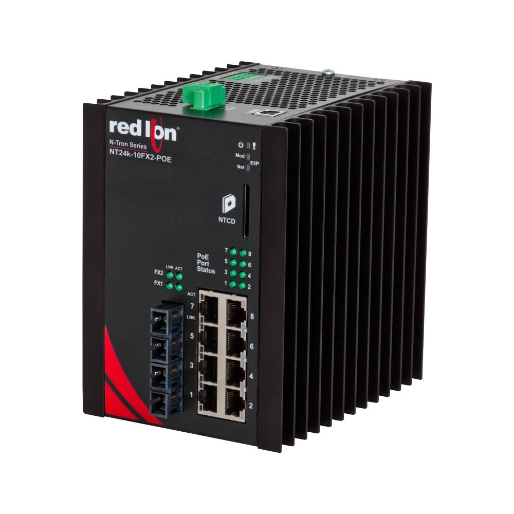 Red Lion NT24K-10FXE2-SC-80-POE, Промышленный управляемый коммутатор Ethernet