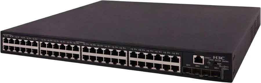 Коммутатор Ethernet уровня 2 H3C S5130S-52TP-EI с 48 портами 10/100/1000Base-T, 2 совмещенными портами GE, 2 совмещенными портами SFP 100/1000Base-X и 2 портами SFP 1000Base-X, (блок питания перем. тока)