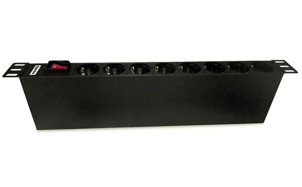 Блок розеток для 19" шкафов, горизонтальный Hyperline SHE19-8IEC-S-IEC
