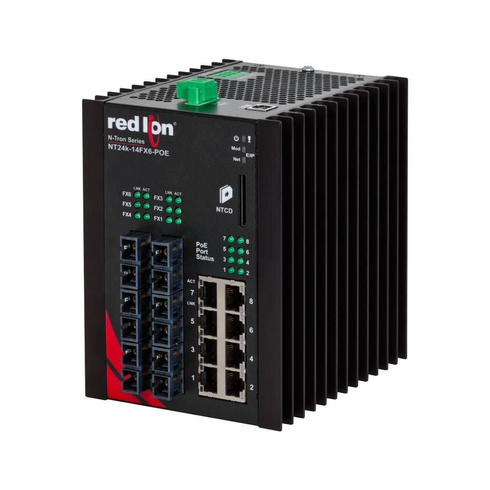 Red Lion NT24K-14FXE6-SC-40-POE, Промышленный управляемый коммутатор Ethernet