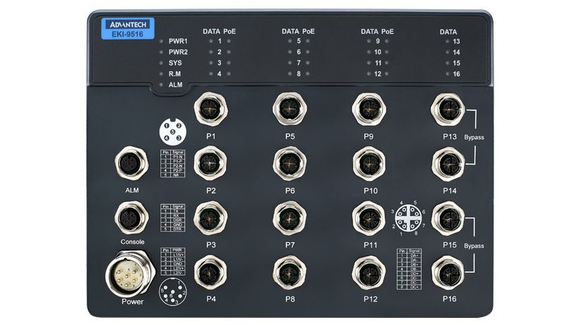 Advantech EKI-9516E-4GMPW-AE, Промышленный PoE коммунтатор