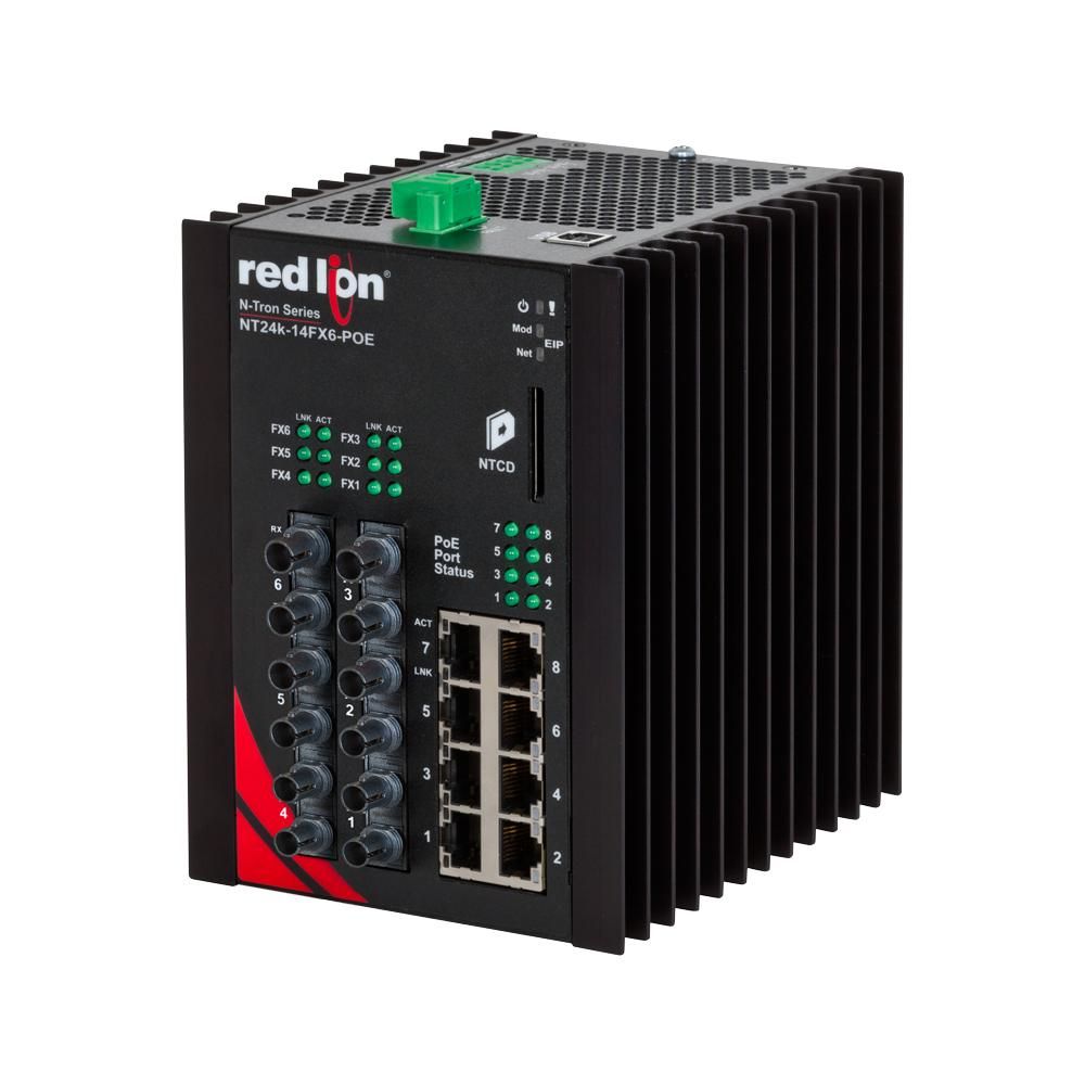 Red Lion NT24K-14FX6-ST-POE, Промышленный управляемый коммутатор Ethernet