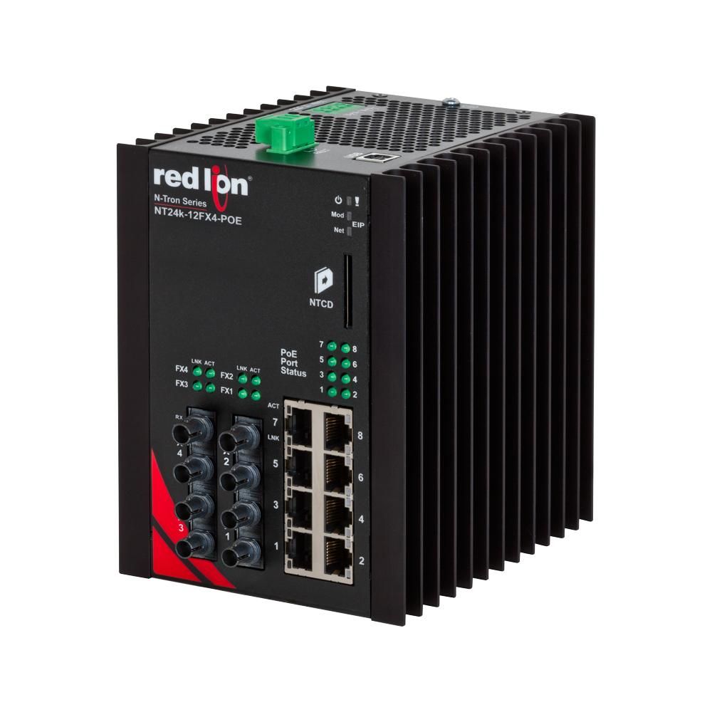 Red Lion NT24K-12FXE4-ST-15-POE, Промышленный управляемый коммутатор Ethernet