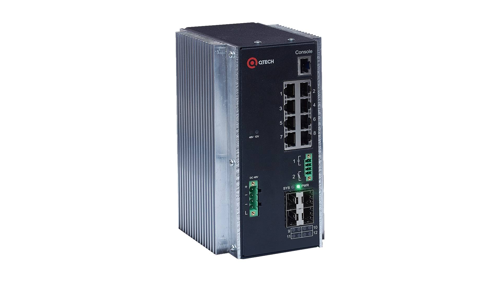 Индустриальный коммутатор Qtech QSW-3300-12T-I-POE-DC