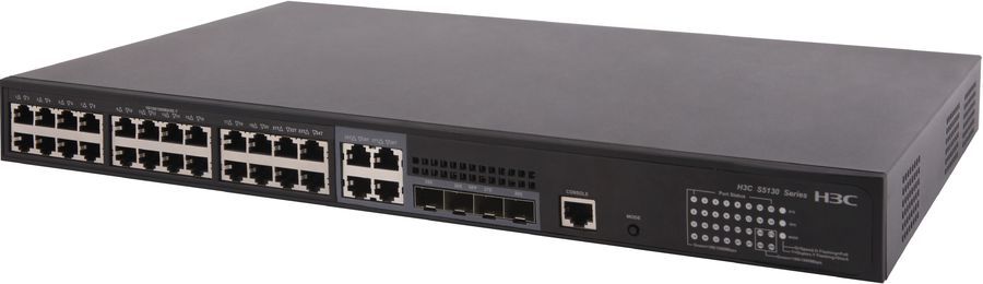 Коммутатор: H3C LS-5130S-28PS-EI-GL Коммутатор Ethernet уровня 2 H3C S5130S-28PS-EI с 24 портами 10/100/1000Base-T, 8 совмещенными портами SFP, 4 портами SFP+ 10G, (блок питания перем./пост. тока)