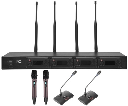 Приемник + 4 цифровых беспроводных конференц-микрофона ITC TS-354H