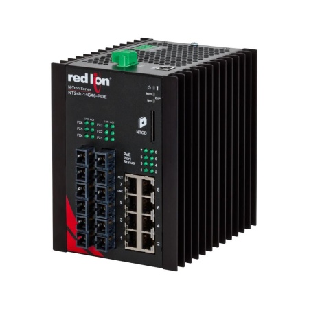 Red Lion NT24K-14GXE6-SC-40-POE, Промышленный управляемый коммутатор Ethernet