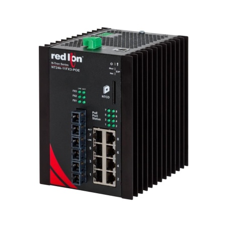 Red Lion NT24K-11FXE3-SC-80-POE, Промышленный управляемый коммутатор Ethernet