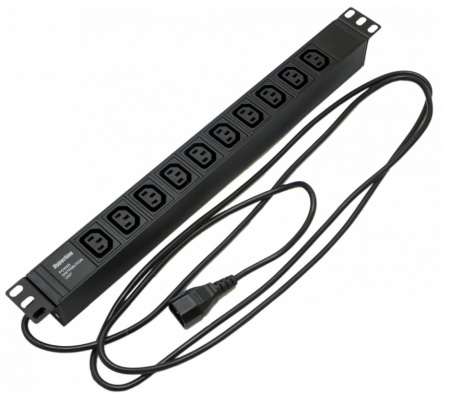 Блок розеток для 19" шкафов, горизонтальный Hyperline SHE19-10IEC-2.5IEC